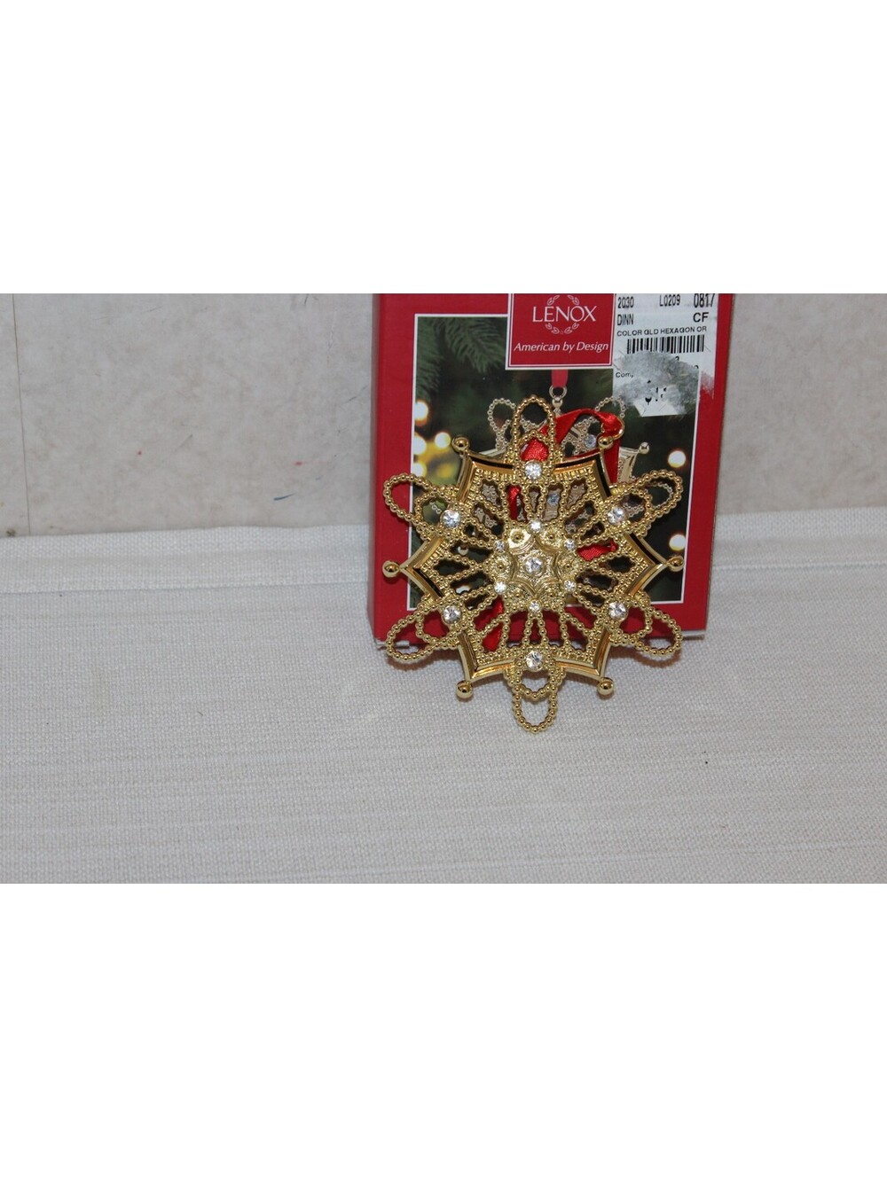 NEW Lenox Colors of Gold Hexagon Snowflake Christmas Ornament Box